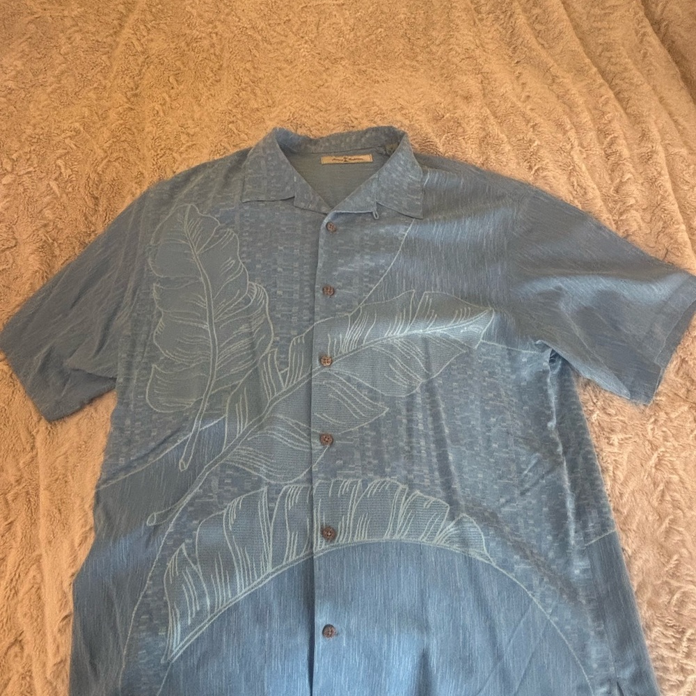 Tommy Bahama Blue Leaf Print Button-Up Shirt